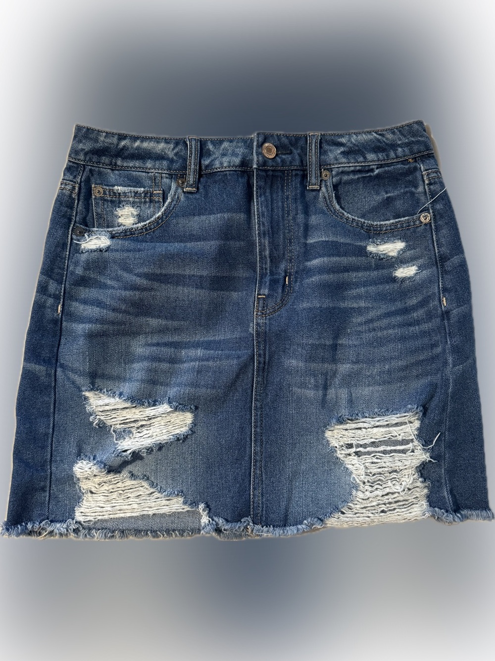 American Eagle Distressed Jean Skirt